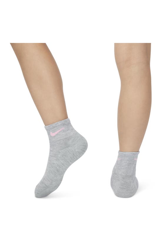 Shop Nike Kids' Metallic 6-pack Swoosh Quarter Socks In Doll