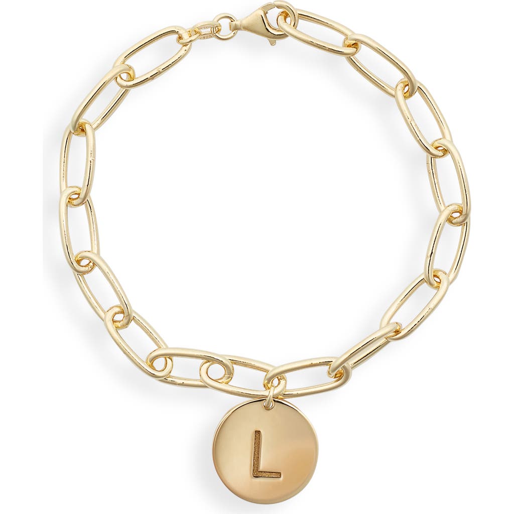 Meshmerise Initial Disc Charm Bracelet In Yellow-l