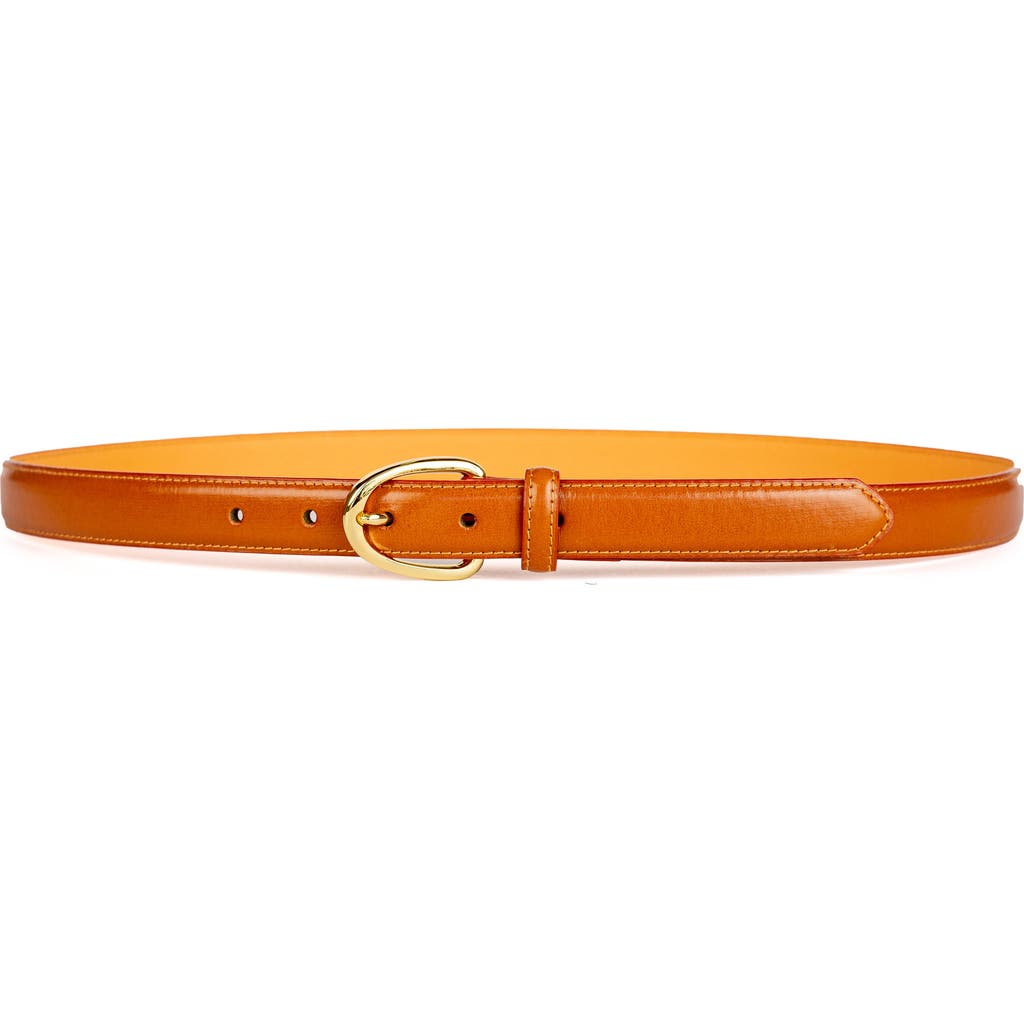 Linea Pelle Feather Edge Faux Leather Belt In Caramel