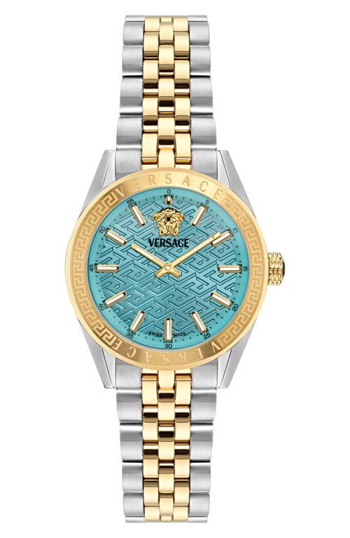 Shop Versace V-code Bracelet Watch, 36mm In Two Tone