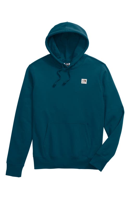 Shop The North Face Heritage Patch Recycled Cotton Blend Hoodie In Midnight Petrol/heritage