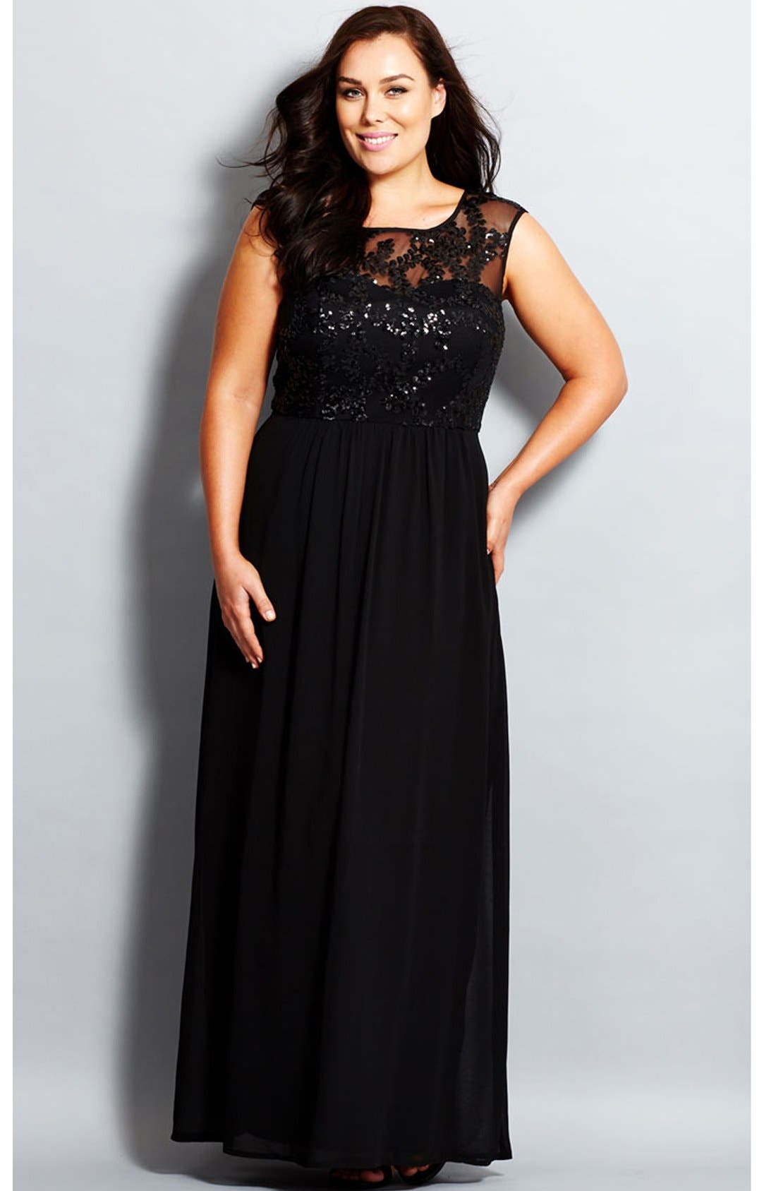 City Chic Sequin Bodice Maxi Dress (Plus Size) | Nordstrom