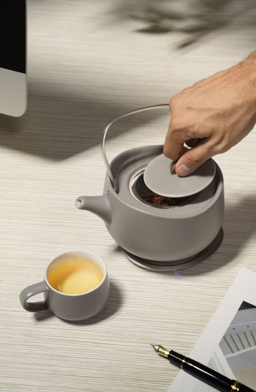 Ohom Leiph Self-heating Teapot Set In Soft Gray