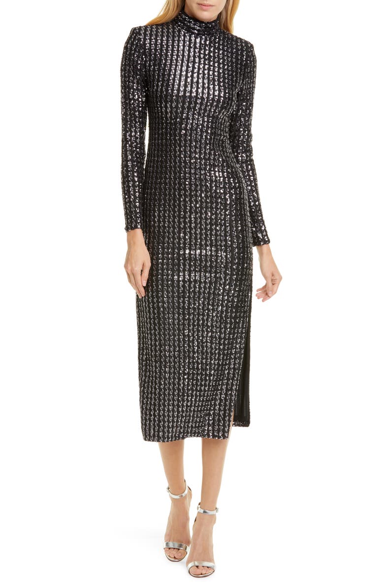 Smythe Sequin Stripe Long Sleeve Midi Dress | Nordstrom