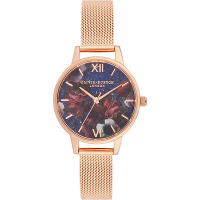 Olivia Burton Floral Print Bracelet Watch, 2m