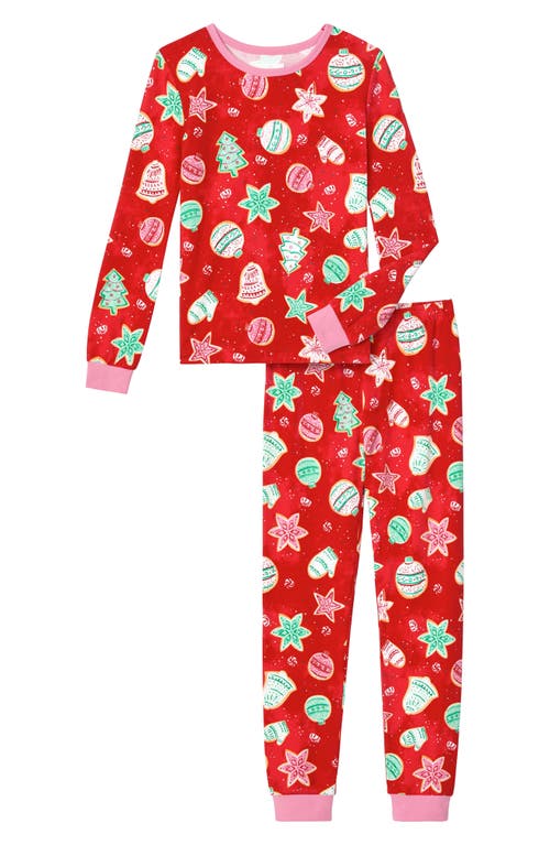 BEDHEAD PAJAMAS BEDHEAD PAJAMAS KIDS' FESTIVE PRINT FITTED TWO-PIECE PAJAMAS 