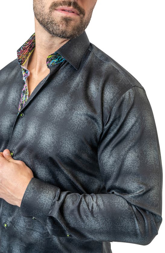 Maceoo Fibonacci Carbon 17 Contemporary Fit Button-up Shirt In Black