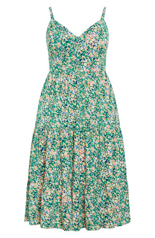 Shop City Chic Ditsy Floral Midi Sundress In Green Fields