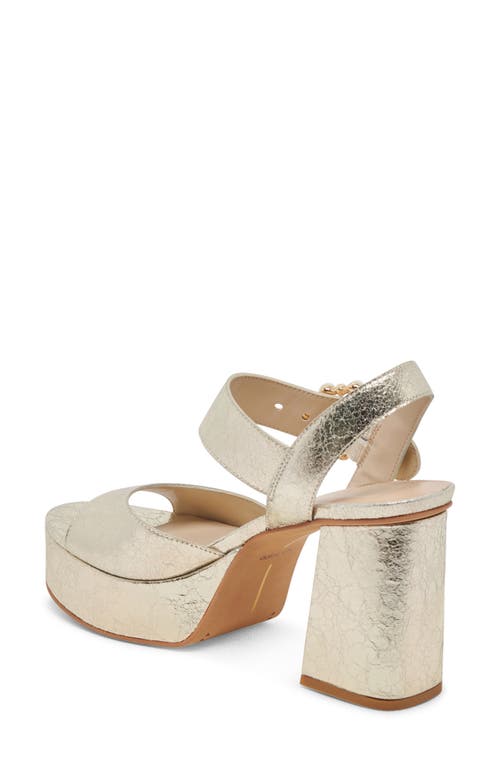 Shop Dolce Vita Bobby Imitation Pearl Ankle Strap Platform Sandal In Vintage Gold Pearls