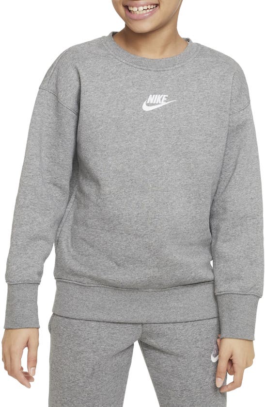 Nike Sportswear Club Fleece Big Kids' (girls') Crew Sweatshirt In Grey