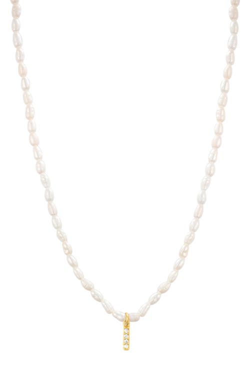 Initial Freshwater Pearl Beaded Necklace in White - I