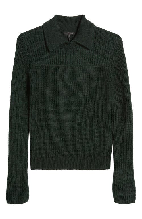 Rag & Bone Madix Wool & Alpaca Blend Sweater Polo In Dark Green