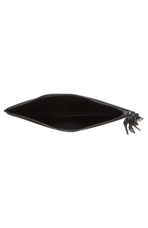 Shop Comme Des Garçons Wallets Large Zipper Medley Leather Pouch In Black