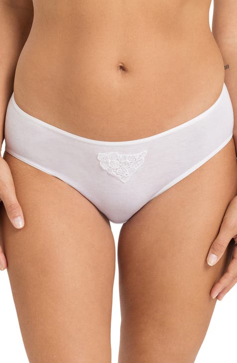High-waisted narrow-sided cotton brief - White - (2-white