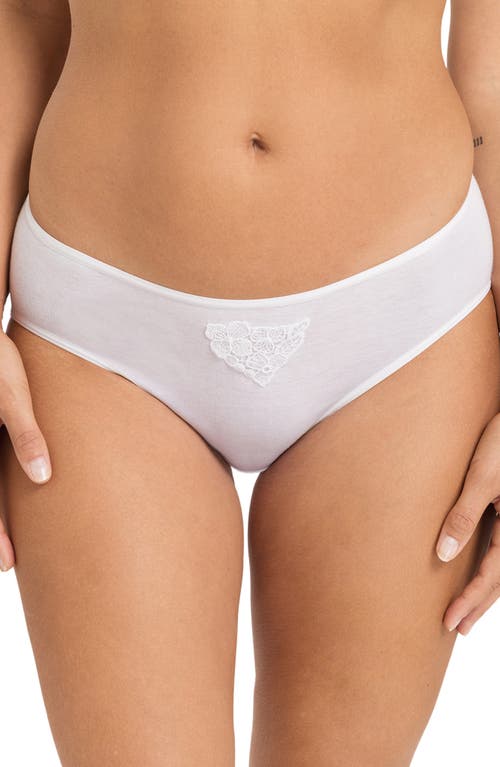 Hanro MIichelle 3D Embroidery Trim High Cut Briefs White at Nordstrom,