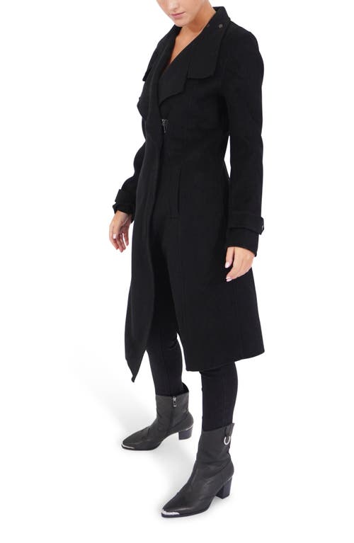 Shop Belle & Bloom Envy Me Asymmetric Zip Wool Blend Coat In Black