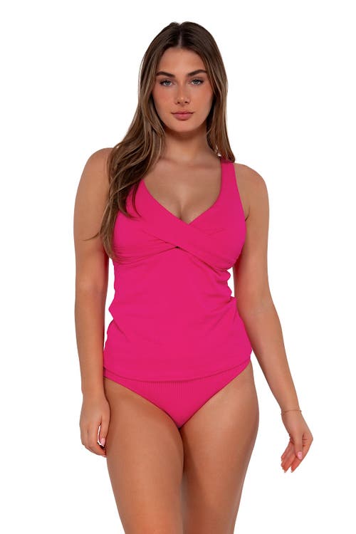 Shop Sunsets Elsie Tankini-dd Cup In Begonia Sandbar Rib