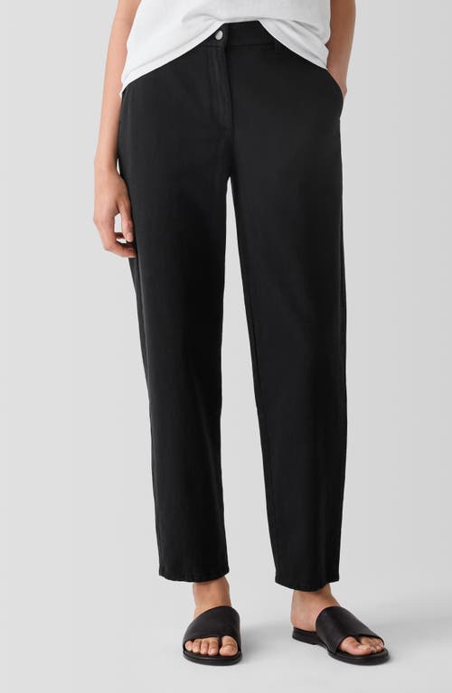 Shop Eileen Fisher Organic Cotton Tapered Ankle Pants In Black