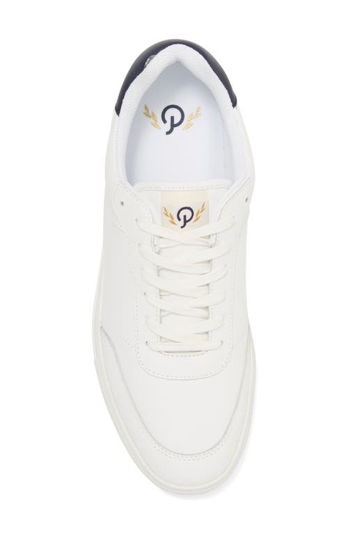 Shop Official Program Clean Cupsole Camo Sneaker In White/dark Blue