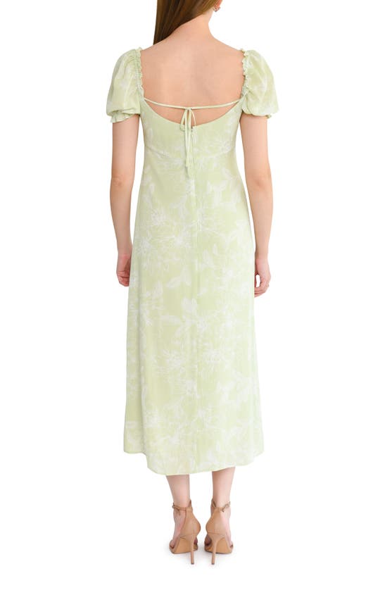 Shop Wayf Felicity Floral Print Midi Dress In Sage Sketch