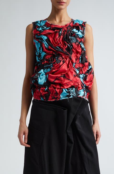 Floral Ruched Satin Top
