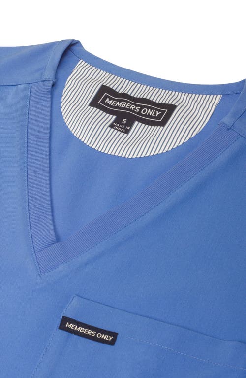 Shop Members Only Palermo 4-pocket Scrub Top In Ceil Blue