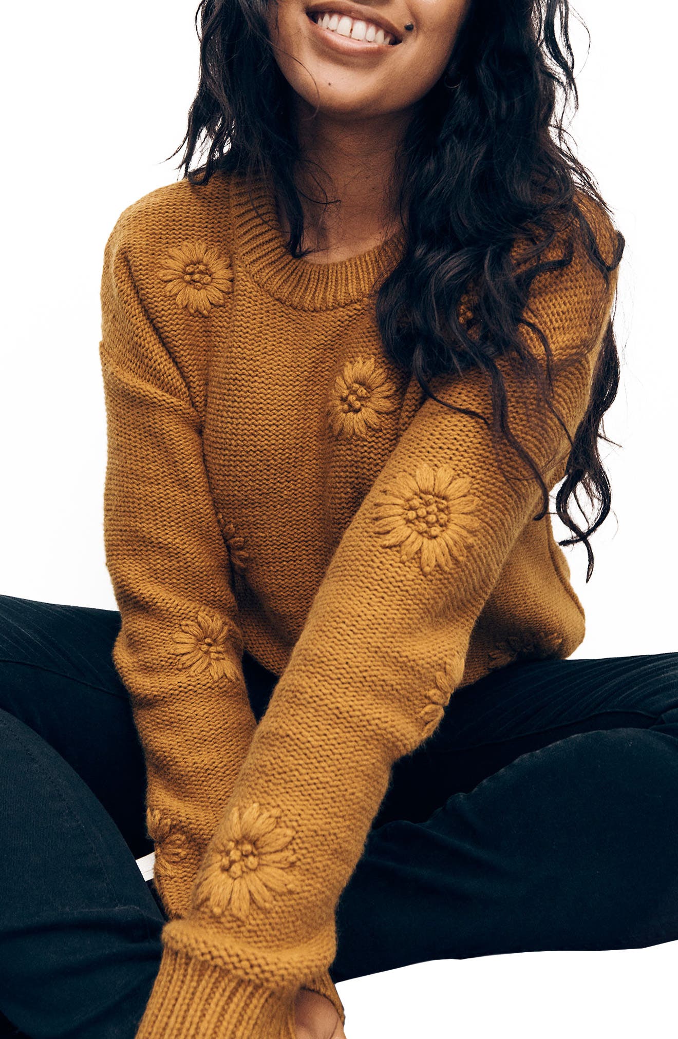 madewell flower embroidered sweater