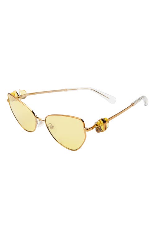 Swarovski 57mm Irregular Butterfly Sunglasses In Gold Brown