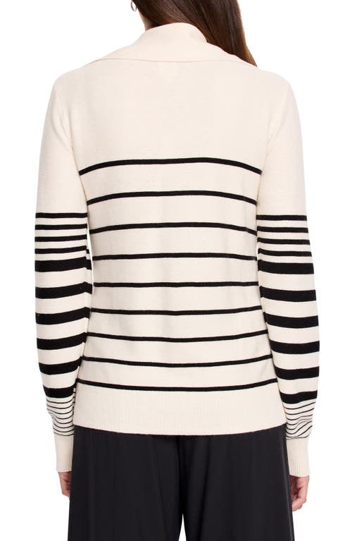 Nz Active By Nic+zoe Easy Stripe Half-zip Cotton Blend Sweater In White Multi