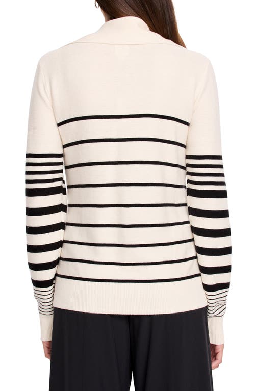 Shop Nz Active By Nic+zoe Easy Stripe Half-zip Cotton Blend Sweater In White Multi