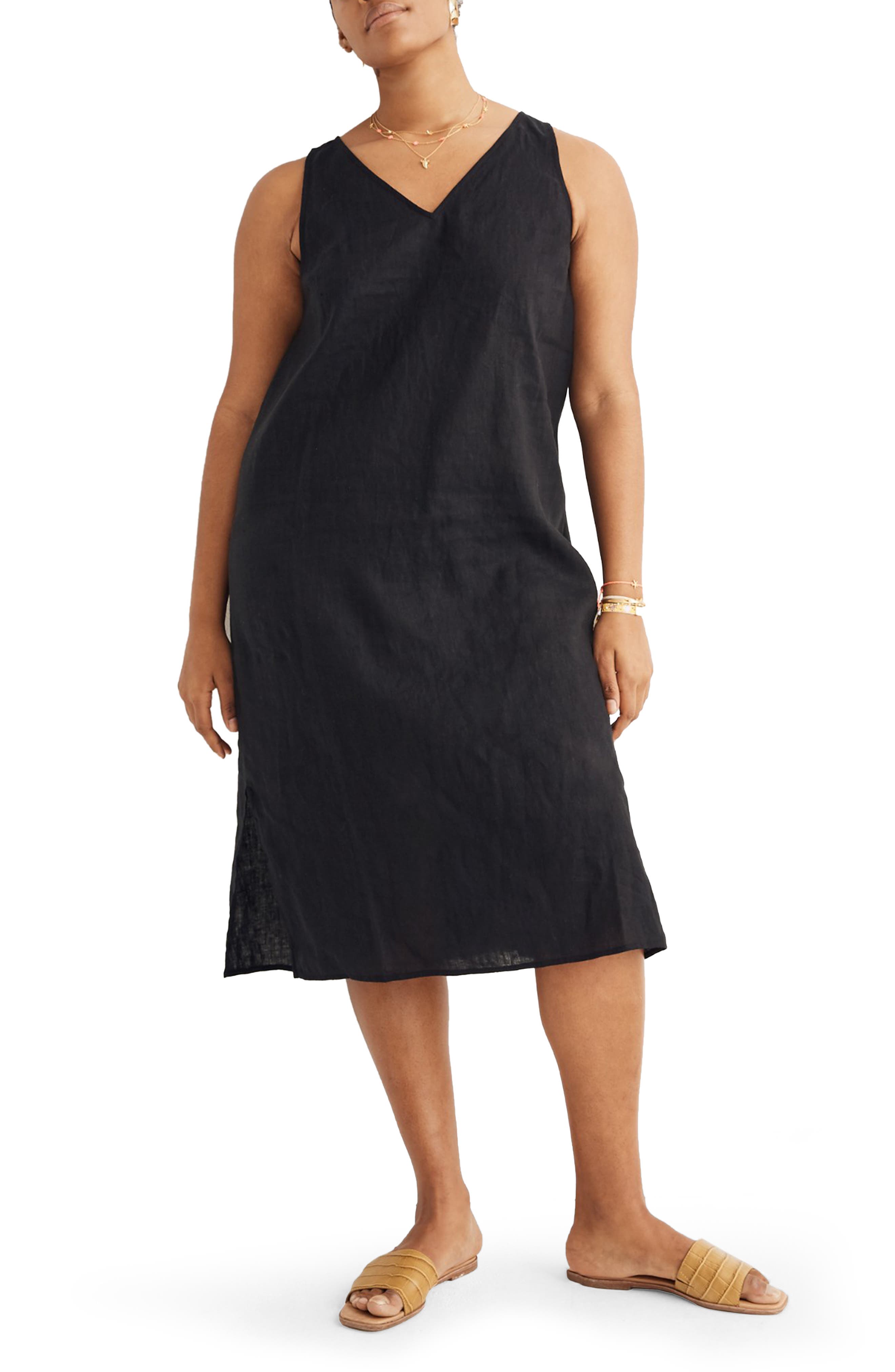 black v neck tank dress