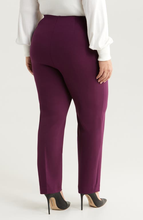 Shop Anne Klein Hollywood Straight Leg Pants In Deep Plum