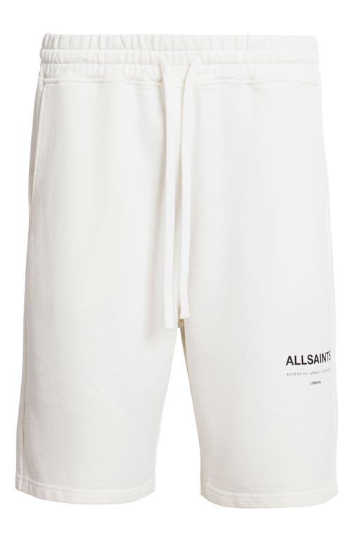 Shop Allsaints Underground Graphic Sweat Shorts In Ashen White