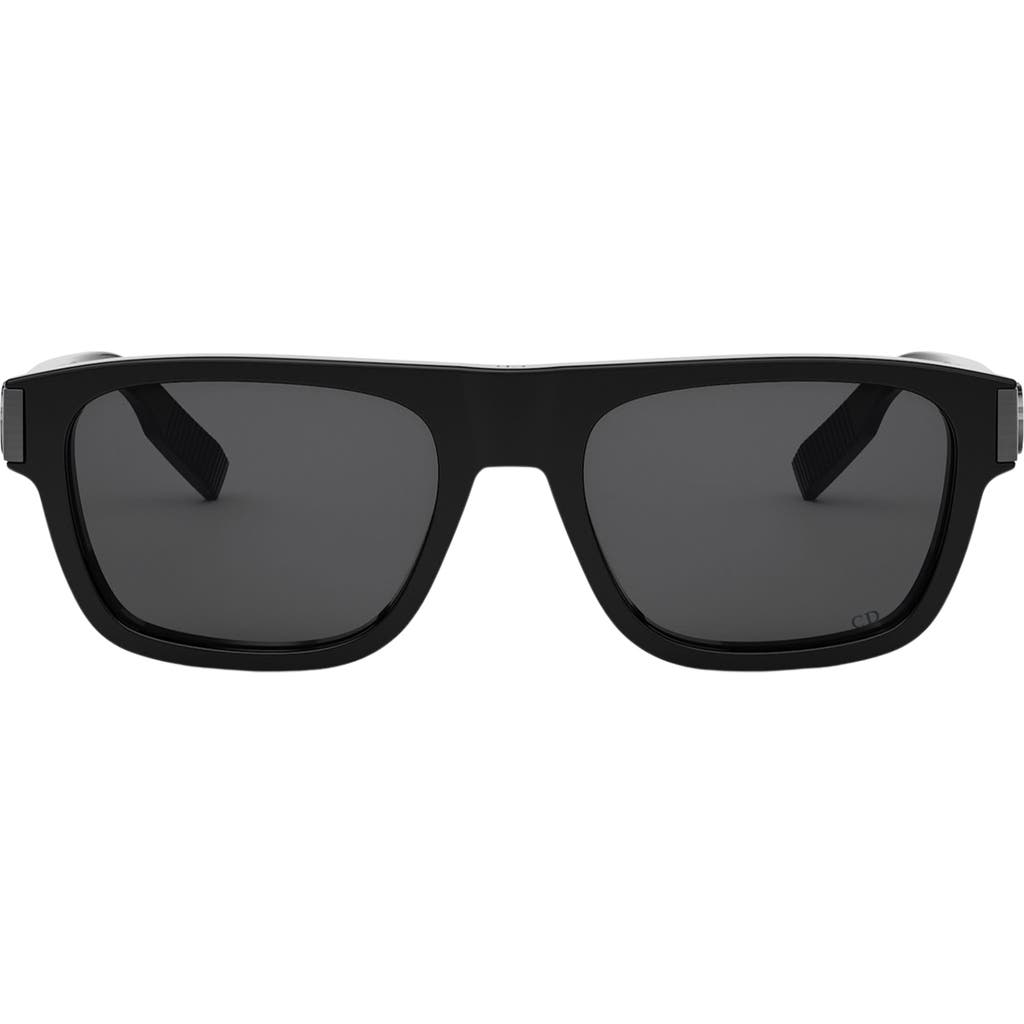 Dior Cd Icon S3i 55mm Square Sunglasses In Shiny Black/smoke