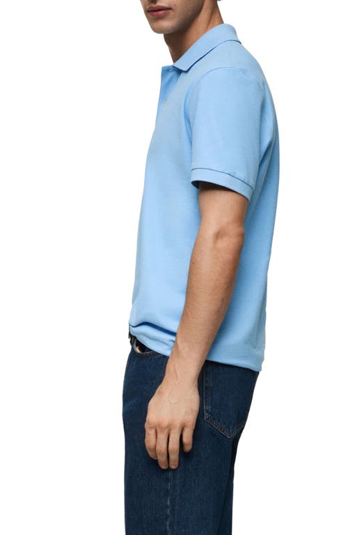 Shop Mango Relaxed Cotton Piqué Knit Polo In China Blue