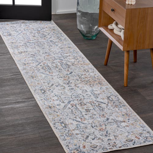 Jonathan Y Brandy Rustic Border Low-pile Machine-washable Area Rug In Light Gray/blue