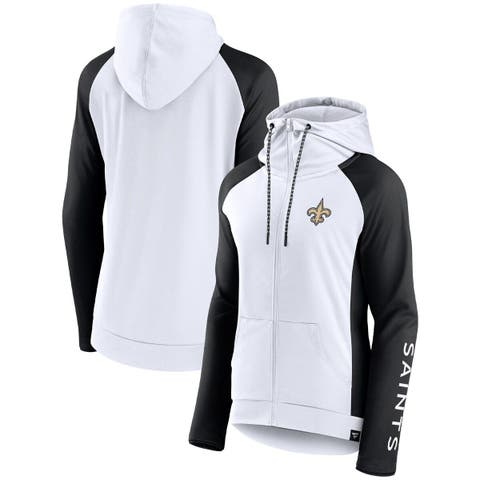 Women's Fanatics Branded Heather Gray/Black Carolina Panthers Blind Side Raglan Full-Zip Hoodie