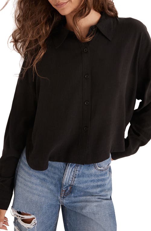 Madewell Lusterweave Hartfield Crop Shirt in True Black