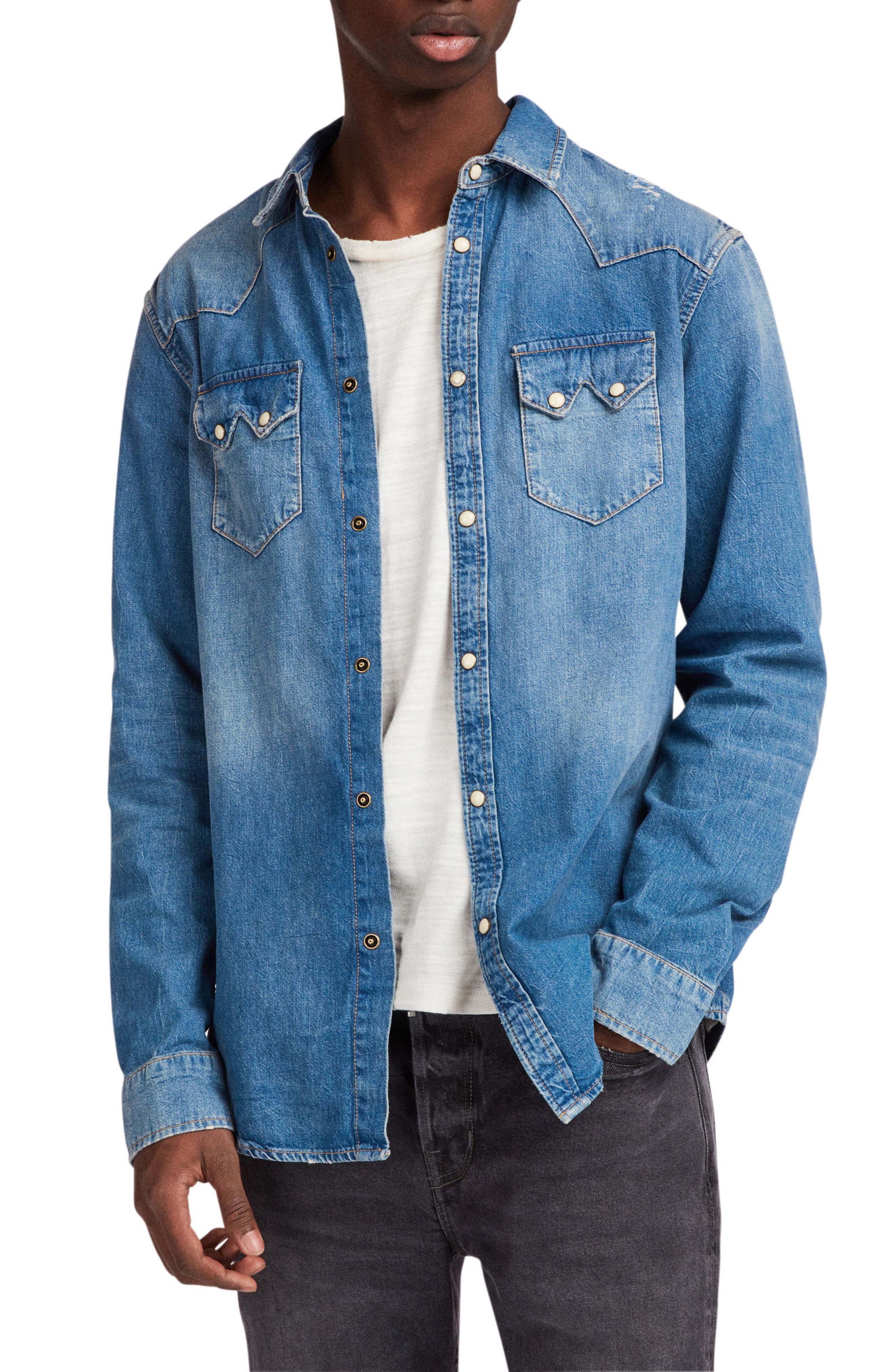 all saints denim shirt