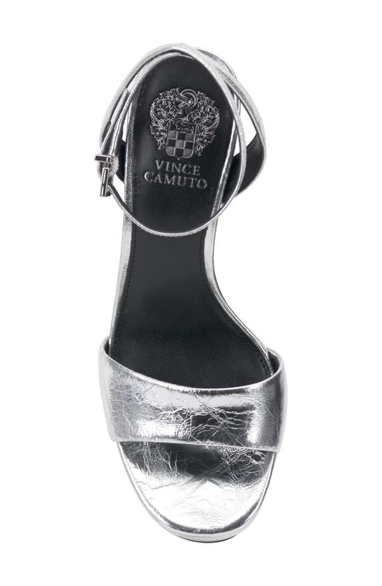 Vince Camuto Pendry Ankle Strap Platform Sandal In Silver Crackle Foil