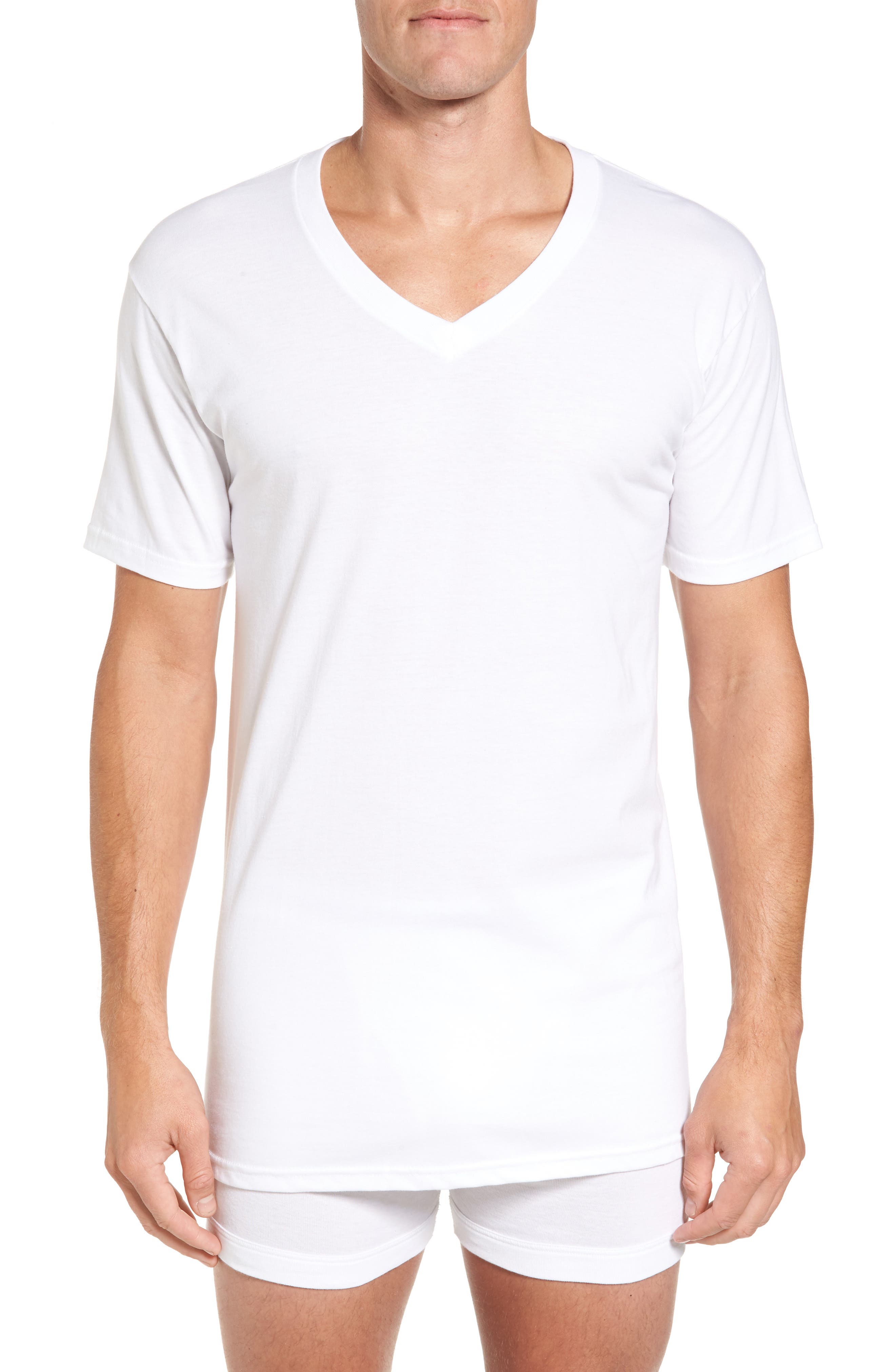 Nordstrom 4-Pack Regular Fit Supima(R) Cotton V-Neck T-Shirts in White at Nordstrom