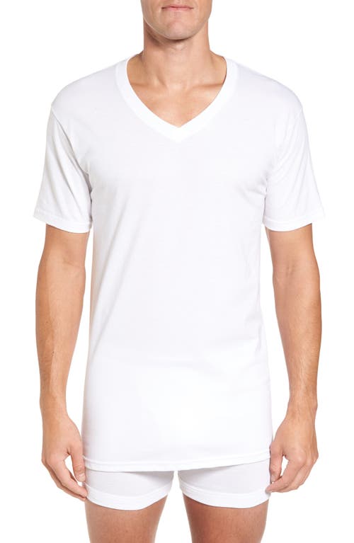 Nordstrom 4-Pack Regular Fit Supima® Cotton V-Neck T-Shirts in White