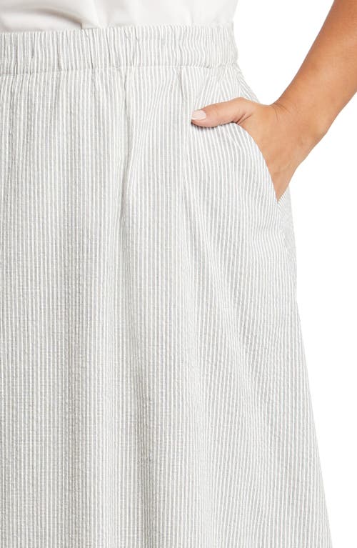 Eileen Fisher Striped High-waist Skirt In White/black