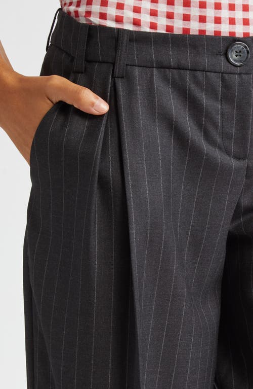 Shop Molly Goddard John Pleated Pinstripe Wide Leg Wool Trousers In Grey