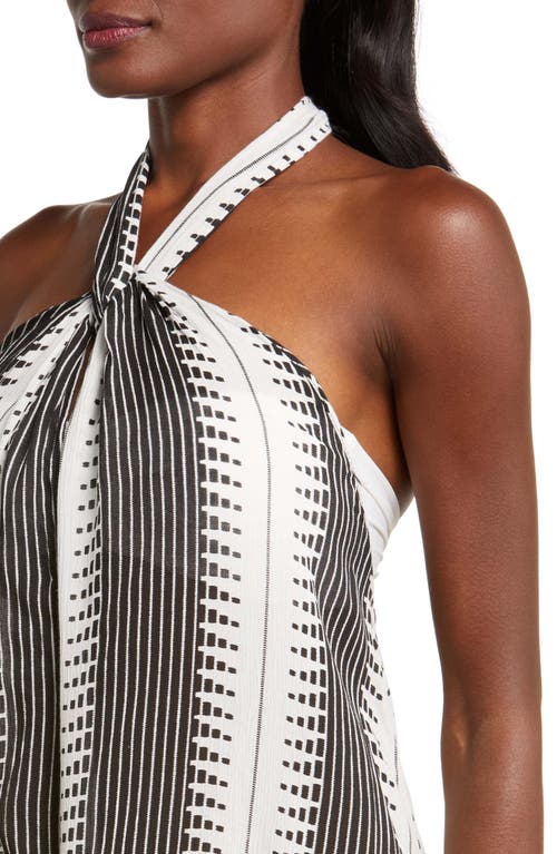 Shop Elan Halter Neck Cover-up Maxi Dress In Black/white Kenya