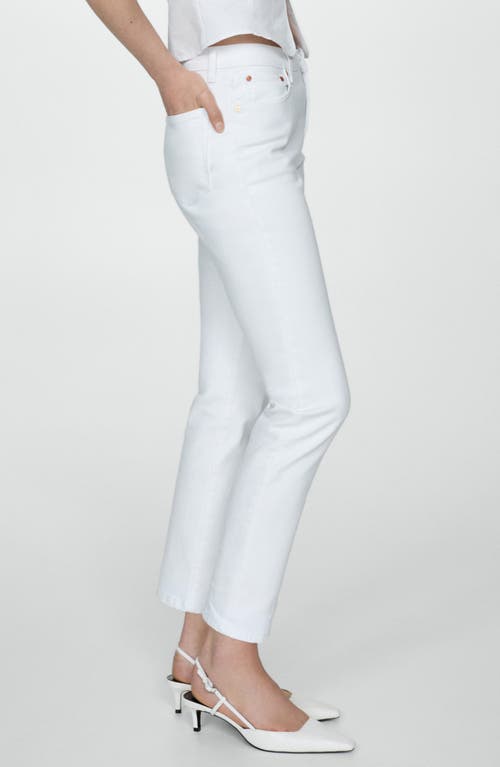 Mango Claudia Waxed Crop Slim Fit Jeans In White