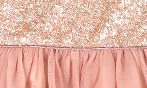 Shop Zunie Kids' Sequin Ruffle Party Dress In Mocha/blush