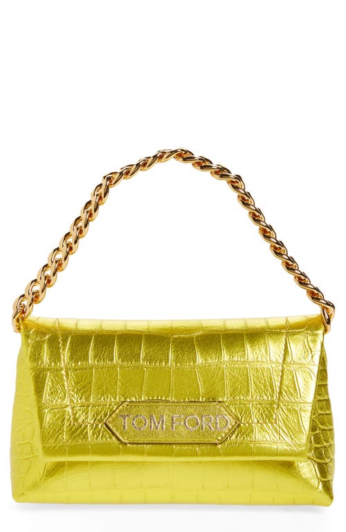 TOM FORD Mini Metallic Croc Embossed Leather Shoulder Bag in Mimosa at Nordstrom