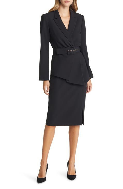 NWT Tahari ASL Women's Crepe Skirt Suit with Beading, Size 4P