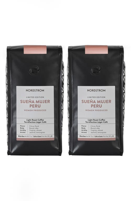 Nordstrom Ethically Sourced Sueña Mujer Peruvian 2-Pack Whole Bean Coffee in Black